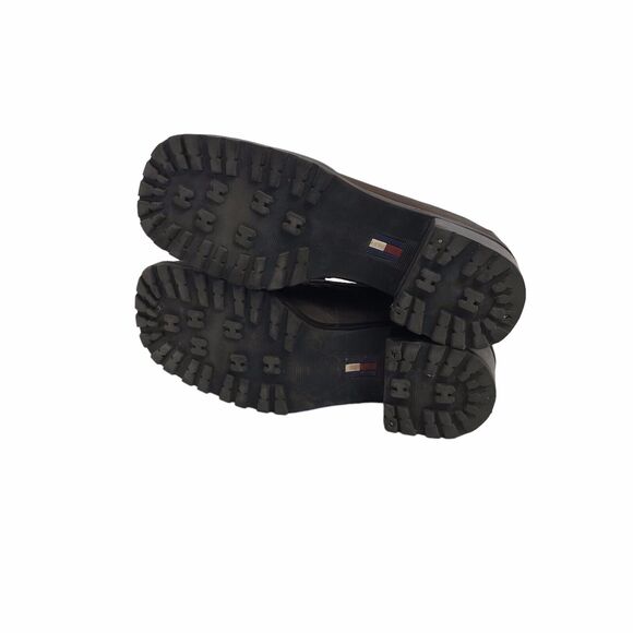 VTG 90s Y2K Tommy Hilfiger Brown Leather Chunky‎ Heel Womens Platform Shoe 8 - Picture 9 of 14